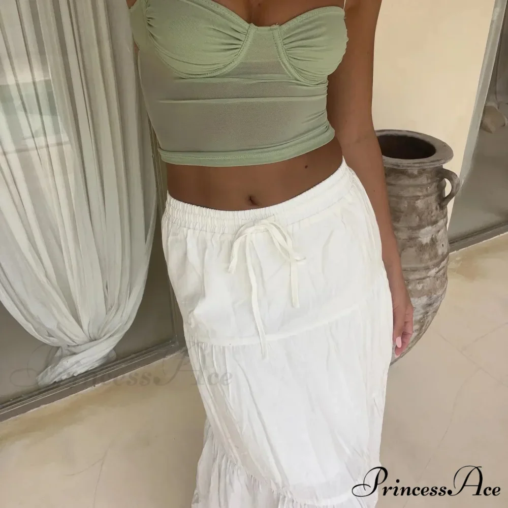 Ruffle Elastic High Waist Maxi Tiered Prairie Skirt - Image 3
