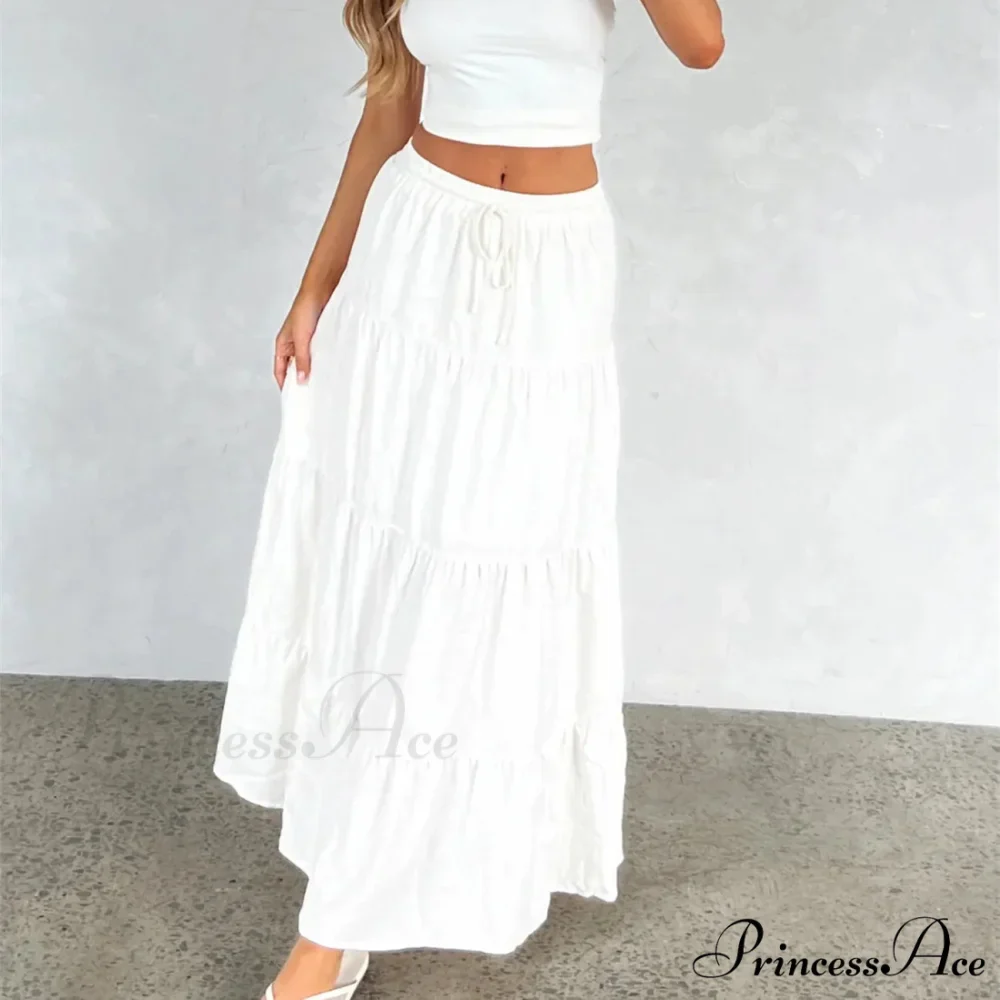 Ruffle Elastic High Waist Maxi Tiered Prairie Skirt - Image 4