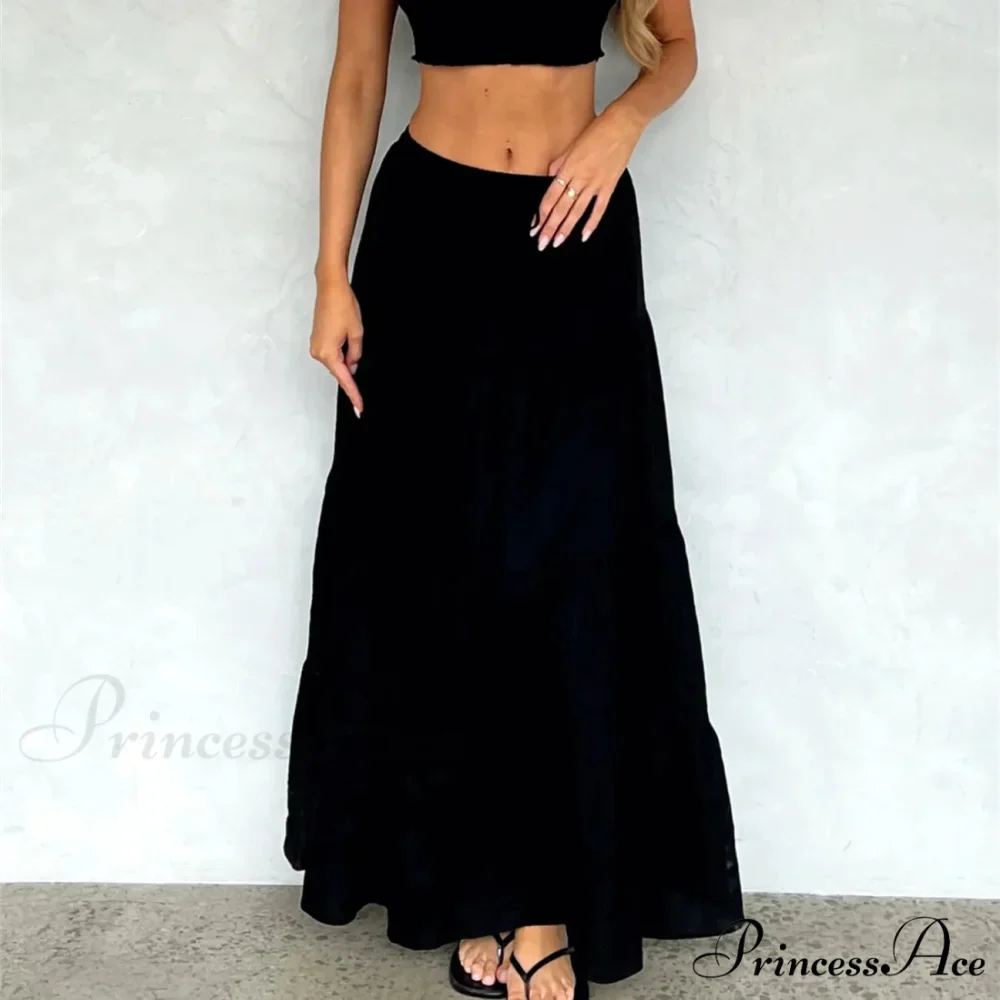 Ruffle Elastic High Waist Maxi Tiered Prairie Skirt - Image 6