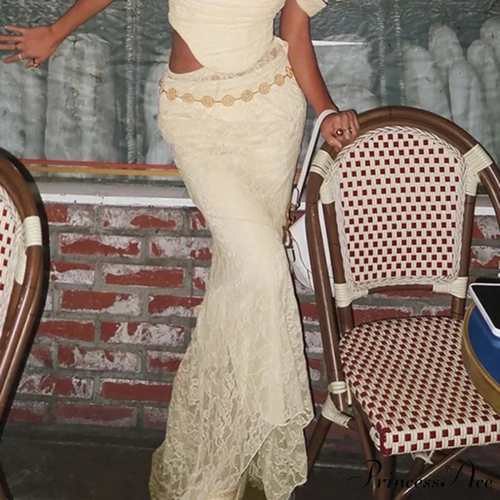 Slim Lace Trumpet See Through Sexy Maxi Skirt - Image 2