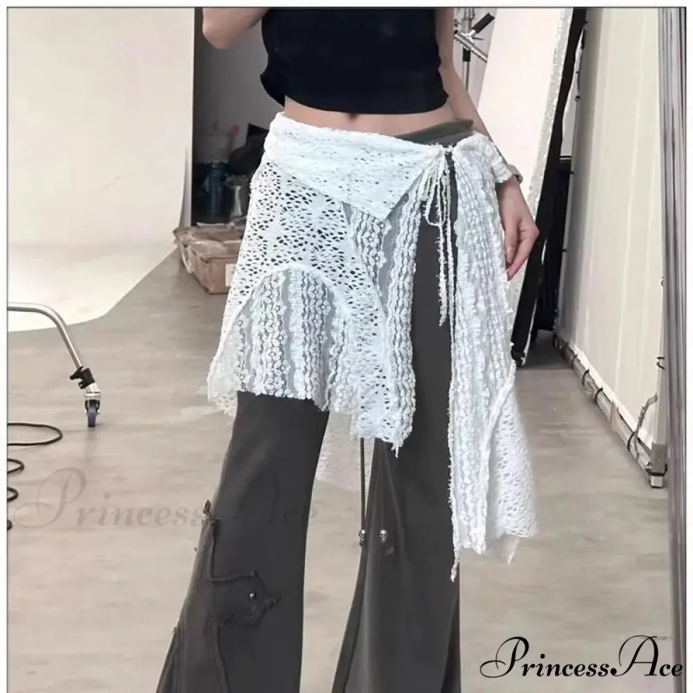 Grunge Lace Irregular Tulle Patchwork Streetwear Skirt - Image 6