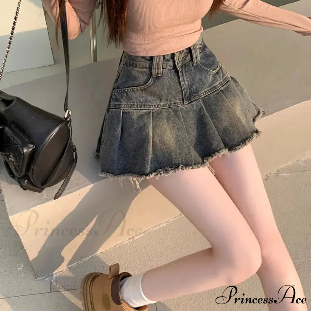 Vintage Pleated Retro Aesthetics Casual A-line Skirt - Image 2