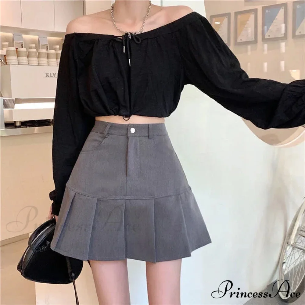 Korean Preppy High Waist A-Line Cute Short Skirt - Image 2