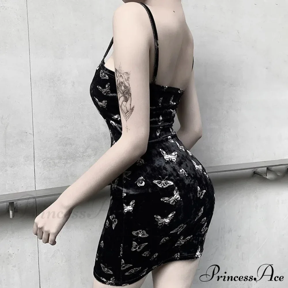 Harajuku Spaghetti Strap Backless Off Shoulder Mini Dress - Image 2