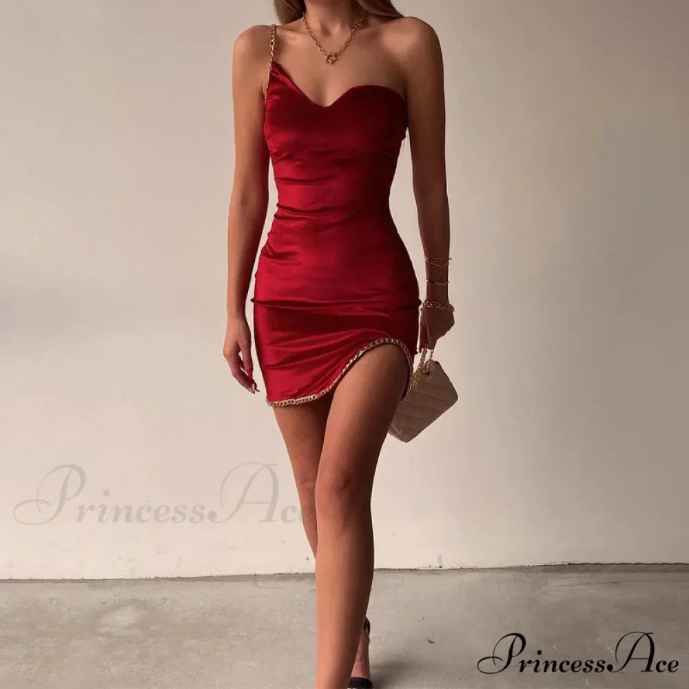 Vestidos Fleece One Shoulder Open Backless Mini Dress - Image 3