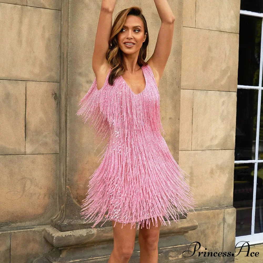 Tassel Sequins White Mini Dress - Image 10