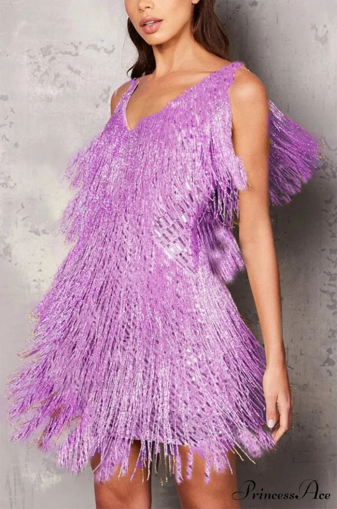 Tassel Sequins White Mini Dress - Image 11
