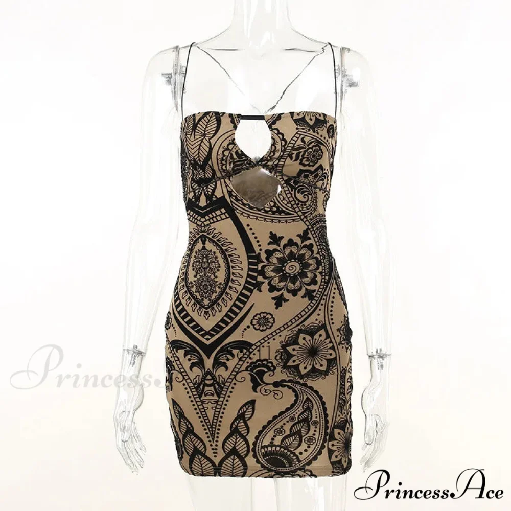 Print Backless Black Mini Dress - Image 4