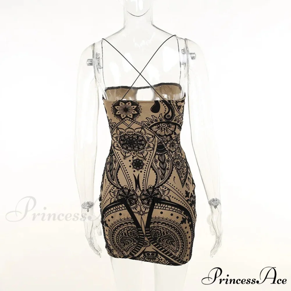 Print Backless Black Mini Dress - Image 5