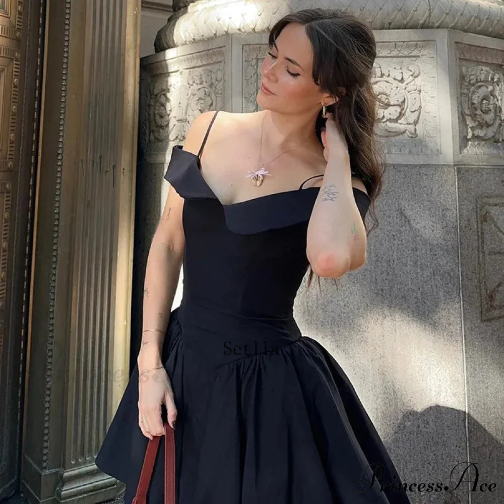 Black Off Shoulder Backless A-Line Mini Dress - Image 5