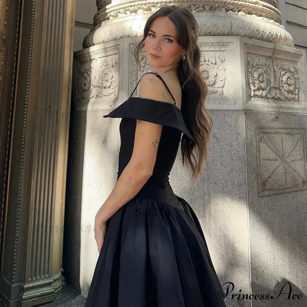 Black Off Shoulder Backless A-Line Mini Dress - Image 6