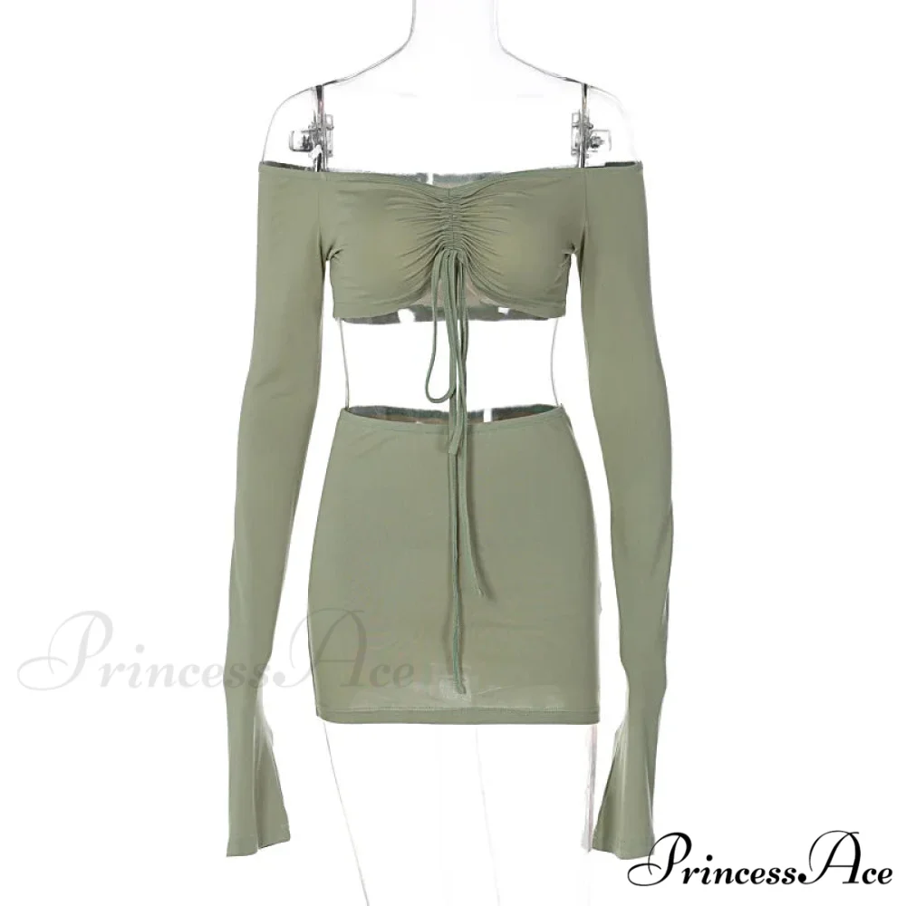 Drawstring Ruched Two Piece Mini Dress - Image 6