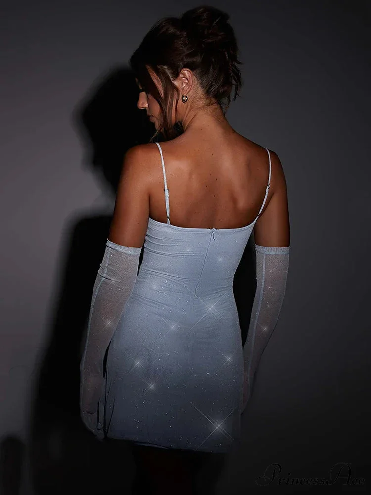 Spaghetti Strap Glitter Club Mini Dress - Image 5