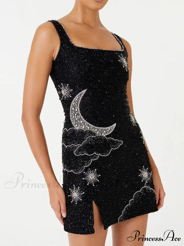 Sequins Sleeveless A-line Vestidos Mini Dress - Image 3