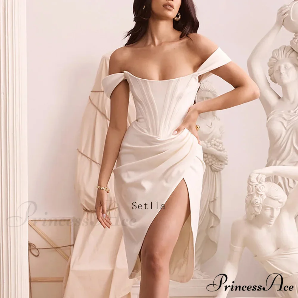 Off Shoulder Split Corset Midi Dress - Image 2