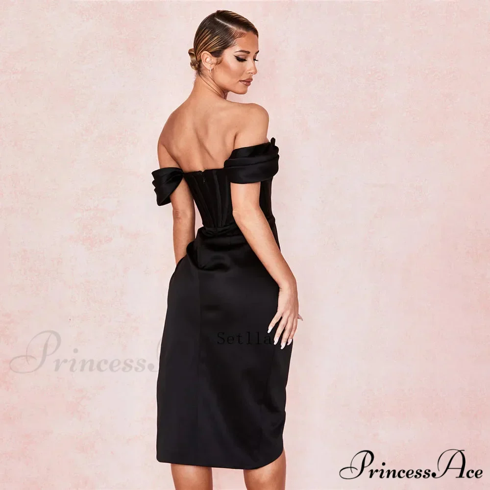 Off Shoulder Split Corset Midi Dress - Image 5