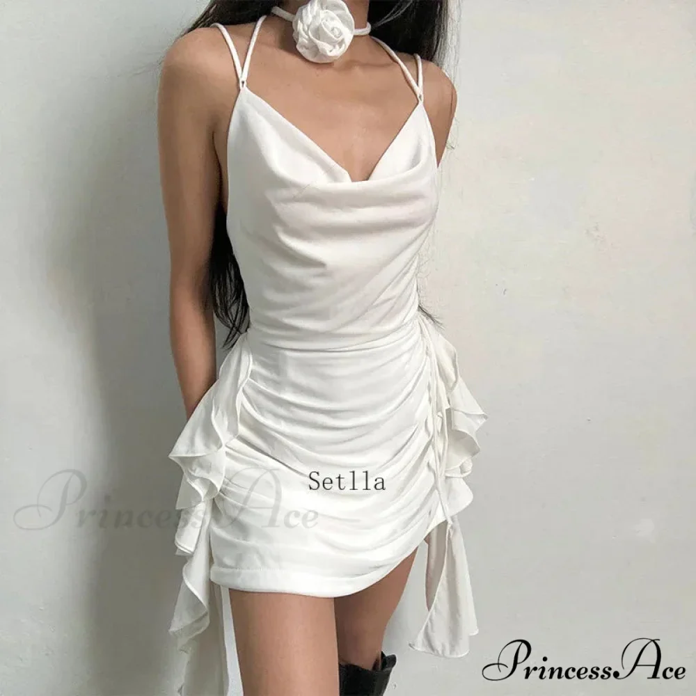 Coquette Ruffle Detail Sleeveless Halter Mini Dress - Image 6