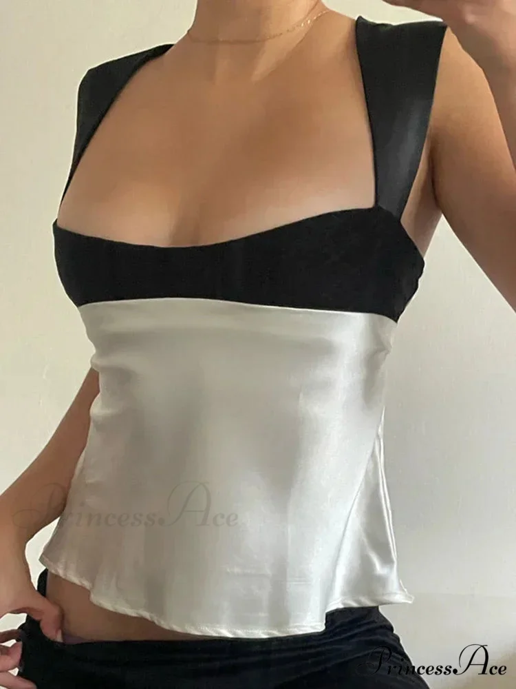 Satin Plunge Crop Top Mini Dress - Image 3