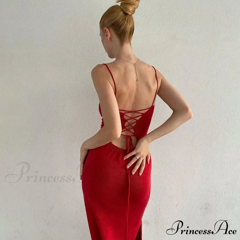Bandage Sexy Backless Knit Maxi Dress - Image 6