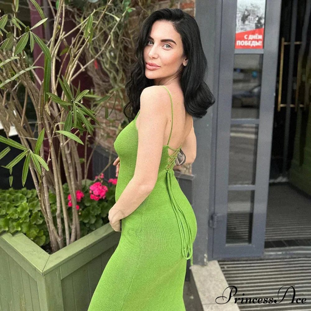 Bandage Sexy Backless Knit Maxi Dress - Image 8