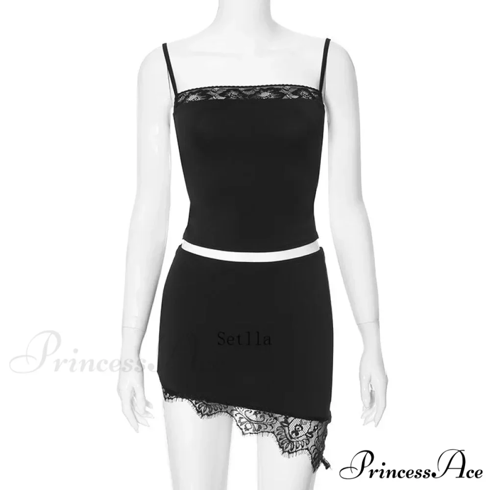 Bandage Lace Trim Asymmetric Mini Dress - Image 6