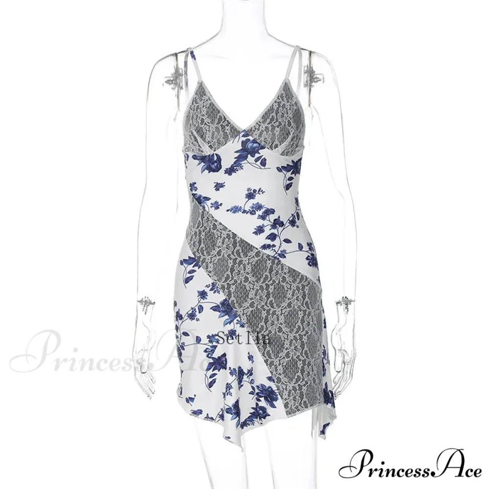 Lace Detail Print Slip Mini Dress - Image 5