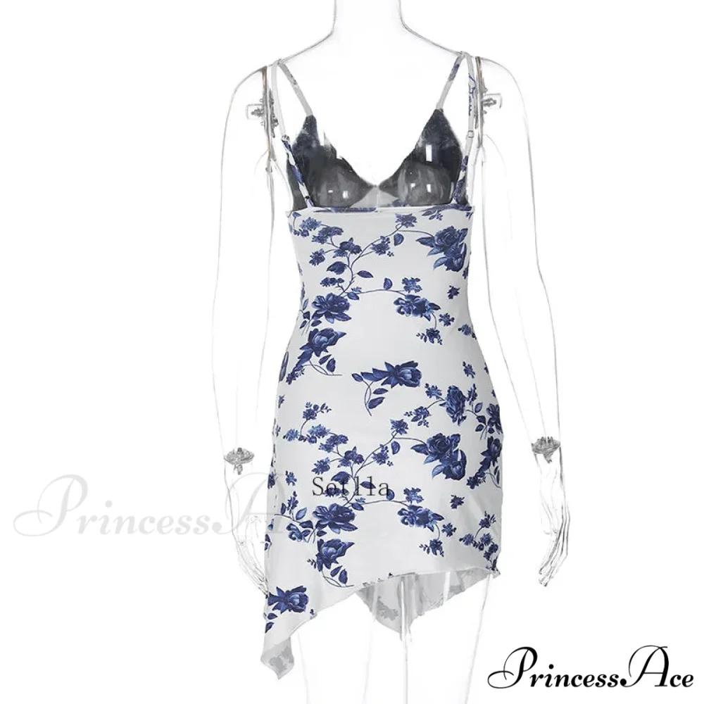 Lace Detail Print Slip Mini Dress - Image 6