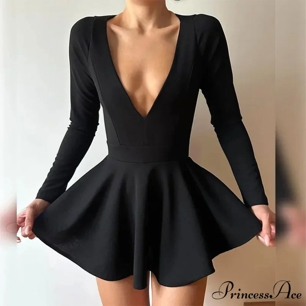 Fashion Backless V Neck A-Line Mini Dress - Image 7