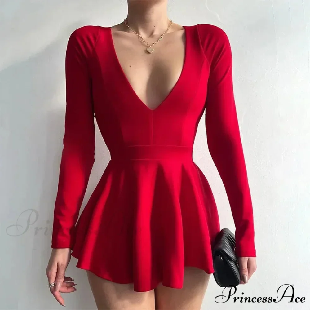 Fashion Backless V Neck A-Line Mini Dress - Image 8