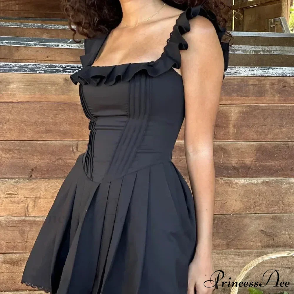 A-line Slinky Pleated Mini Dress - Image 5