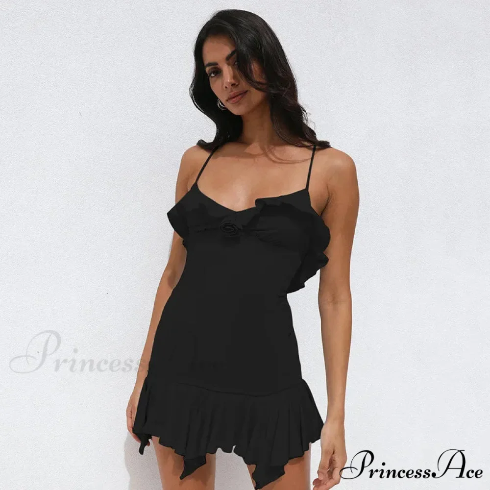 Fashion Sexy Backless Frill Hem Mini Dress - Image 6