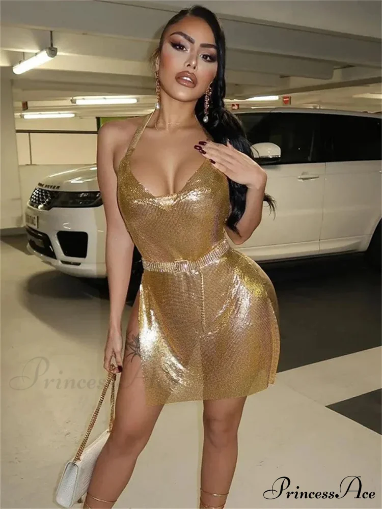 Glitter Backless Bodycon Mini Dress - Image 5