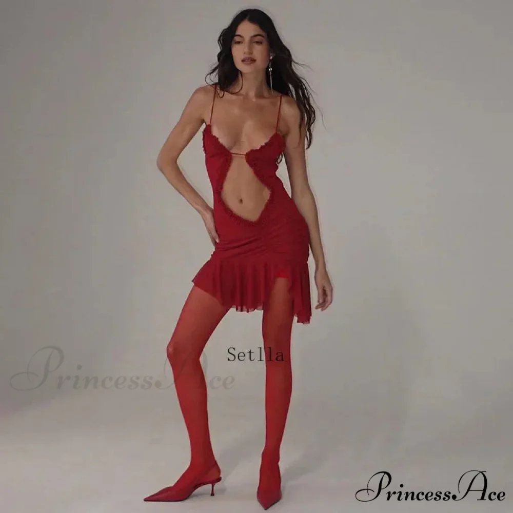 Fashion Ruched Slip Cut Out Backless Mini Dress - Image 3