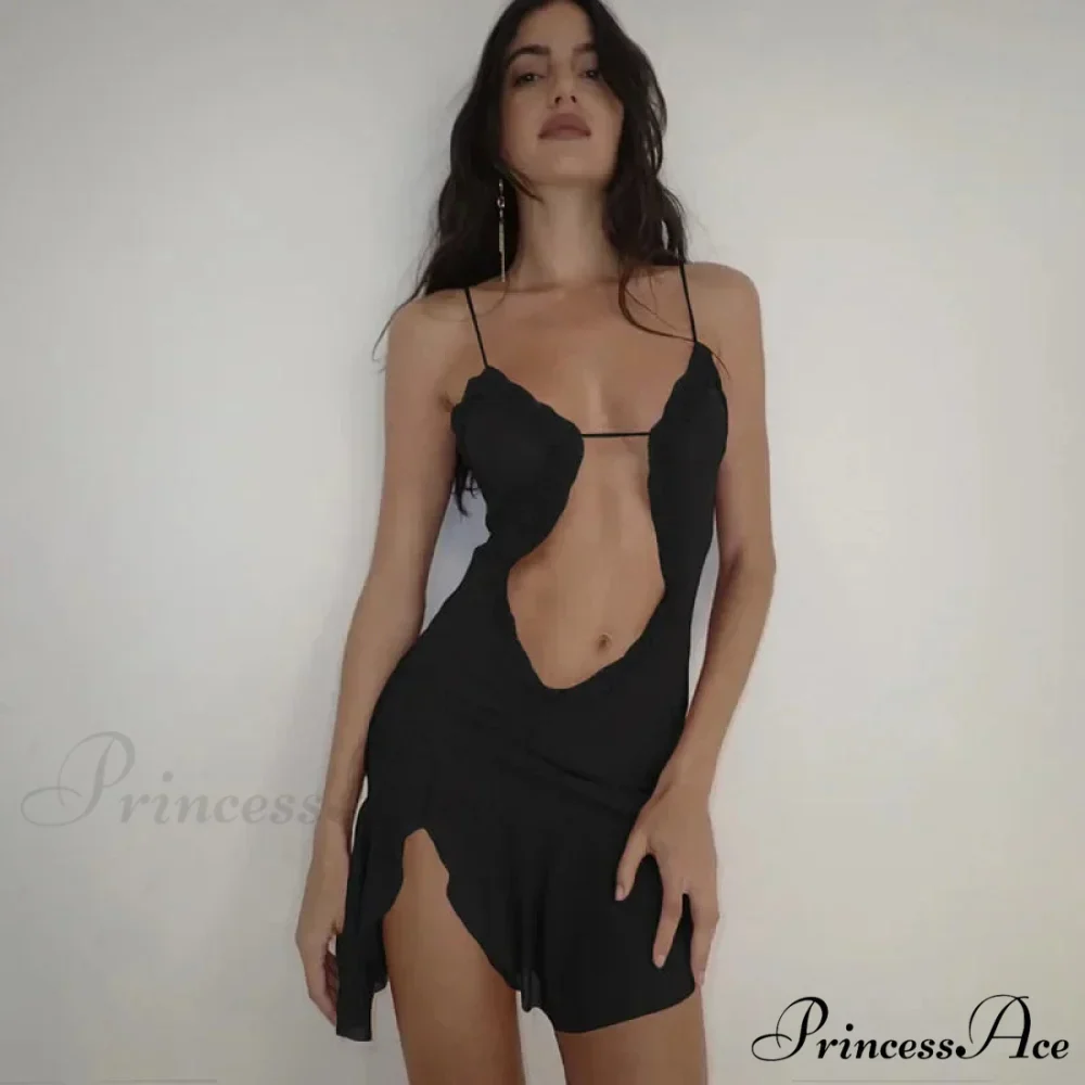 Fashion Ruched Slip Cut Out Backless Mini Dress - Image 7