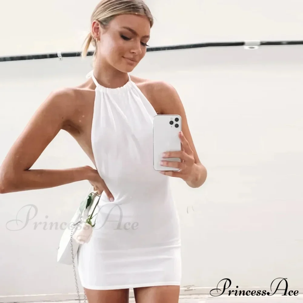 Backless Sleeveless Knitted Mini Dress - Image 12