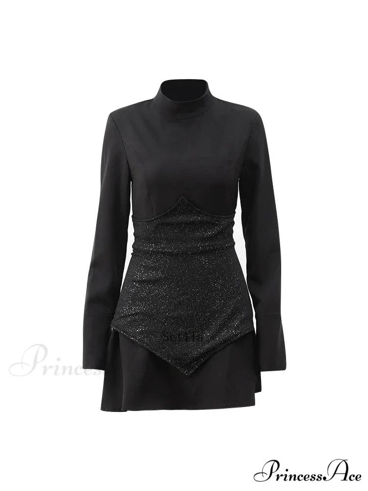 Sequin O Neck Long Sleeve Mini Dress - Image 4