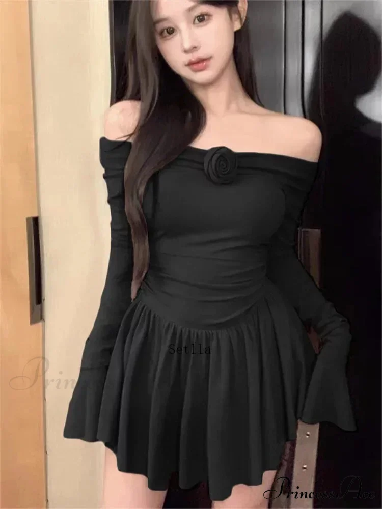 Flower Bodycon Ruffled Off Shoulders Casual Slim Mini Dress - Image 6