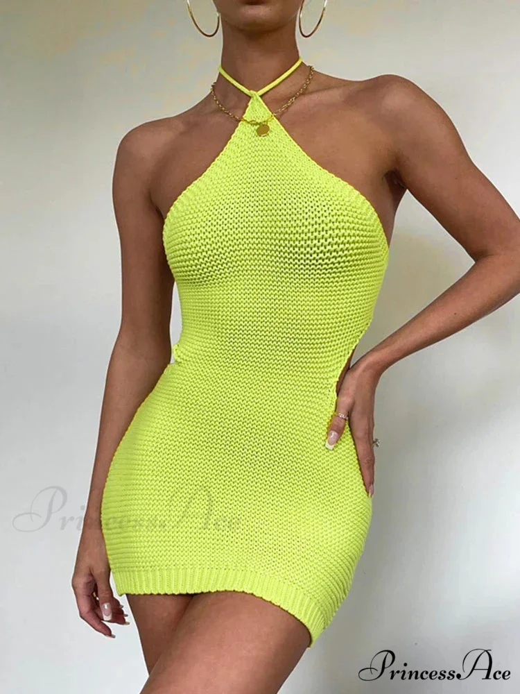 Halter Knitted Mini Dress - Image 2