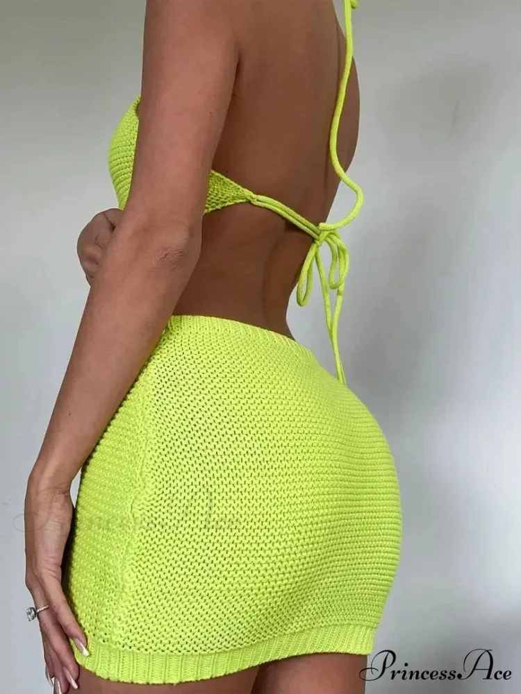 Halter Knitted Mini Dress - Image 4