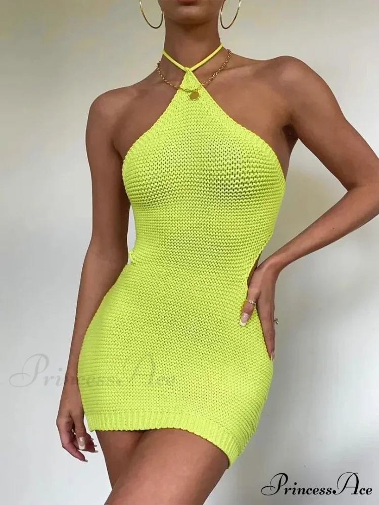 Halter Knitted Mini Dress - Image 6