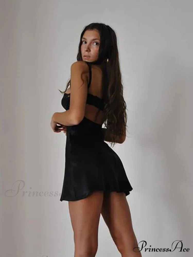 Spaghetti Strap Lace Sleeveless Sexy Backless Mini Dress - Image 6
