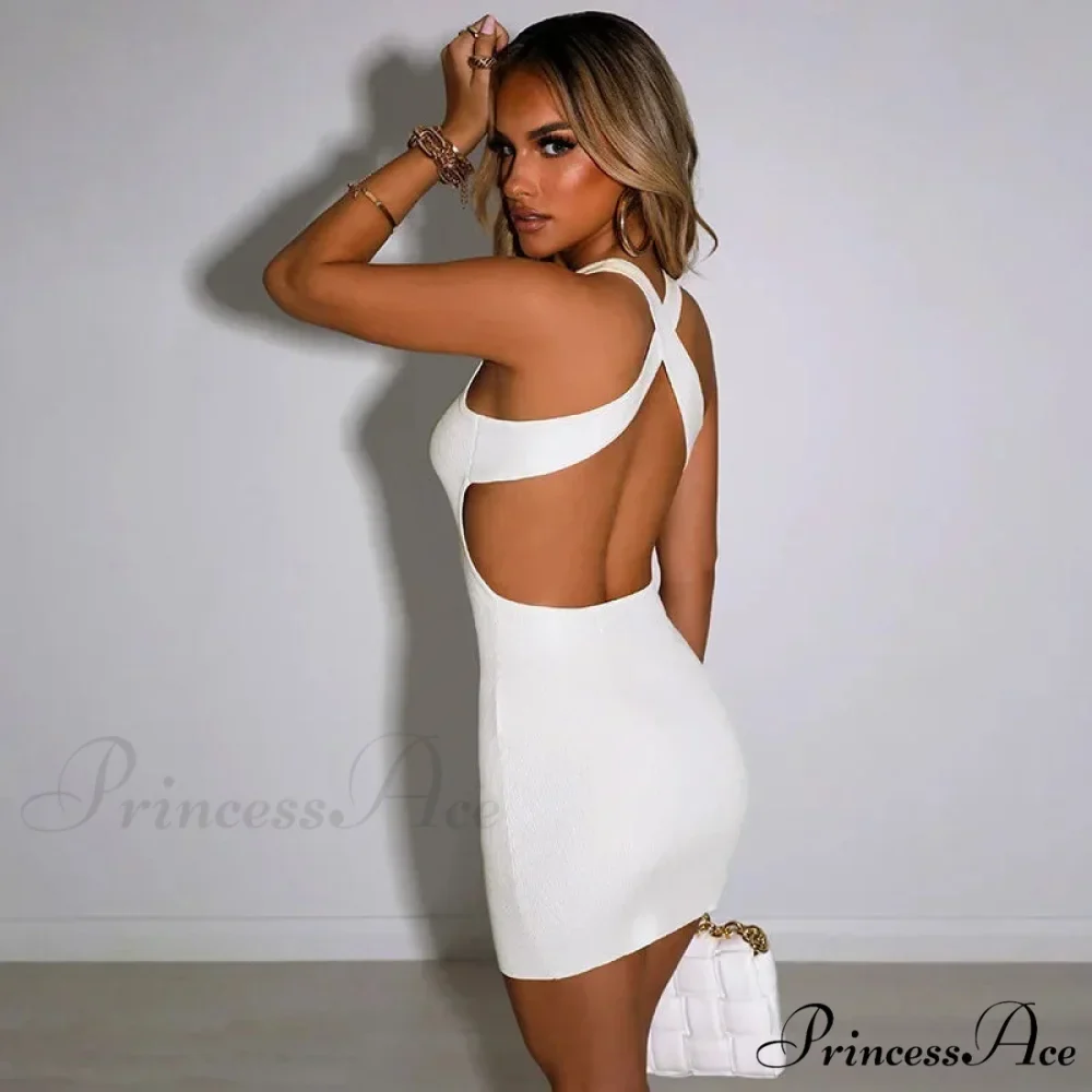 Fashion Ribbed Knitted Bandage Mini Dress - Image 4