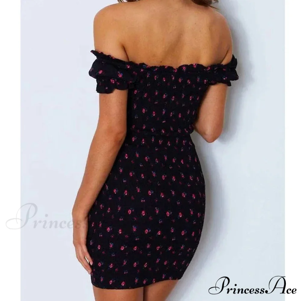 Tie Up Front Office Lady Slash Neck Printed Pencil Mini Dress - Image 6