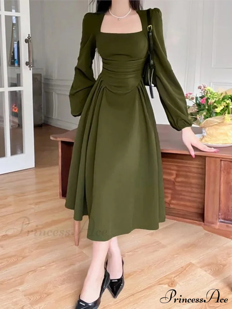 Square Collar Puff Sleeve Elegant Ladies Mini Dress - Image 5