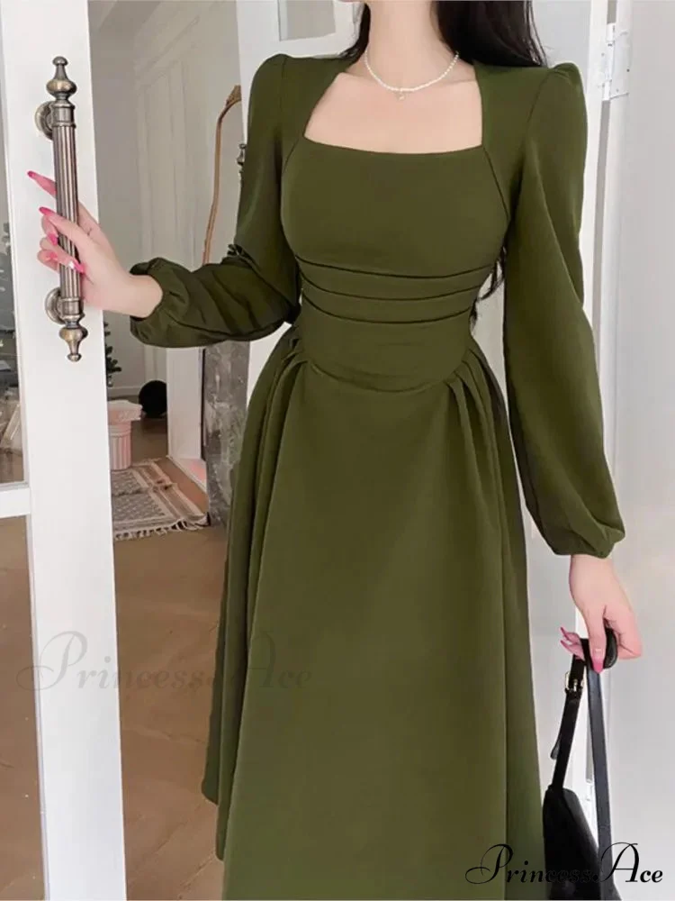 Square Collar Puff Sleeve Elegant Ladies Mini Dress - Image 6