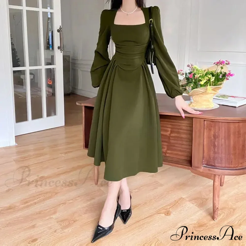 Square Collar Puff Sleeve Elegant Ladies Mini Dress - Image 7