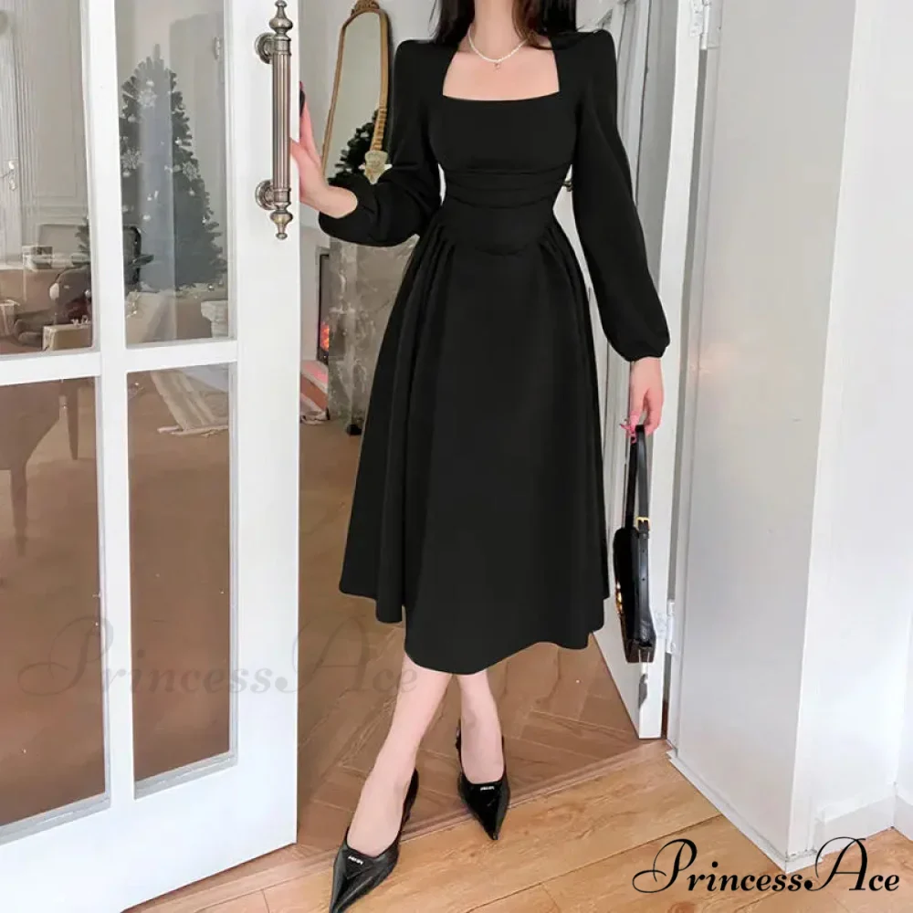 Square Collar Puff Sleeve Elegant Ladies Mini Dress - Image 9
