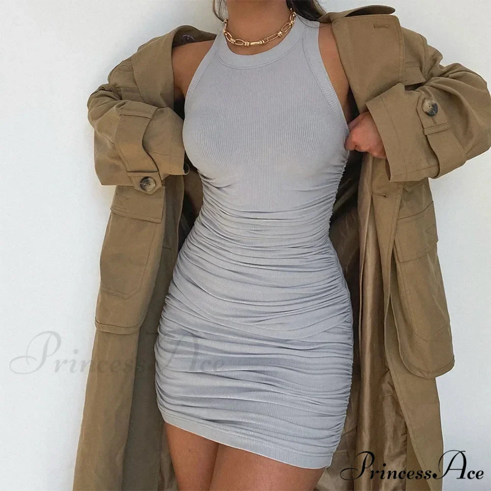 Ruched Fashion Club Party Sleeveless Mini Dress - Image 6