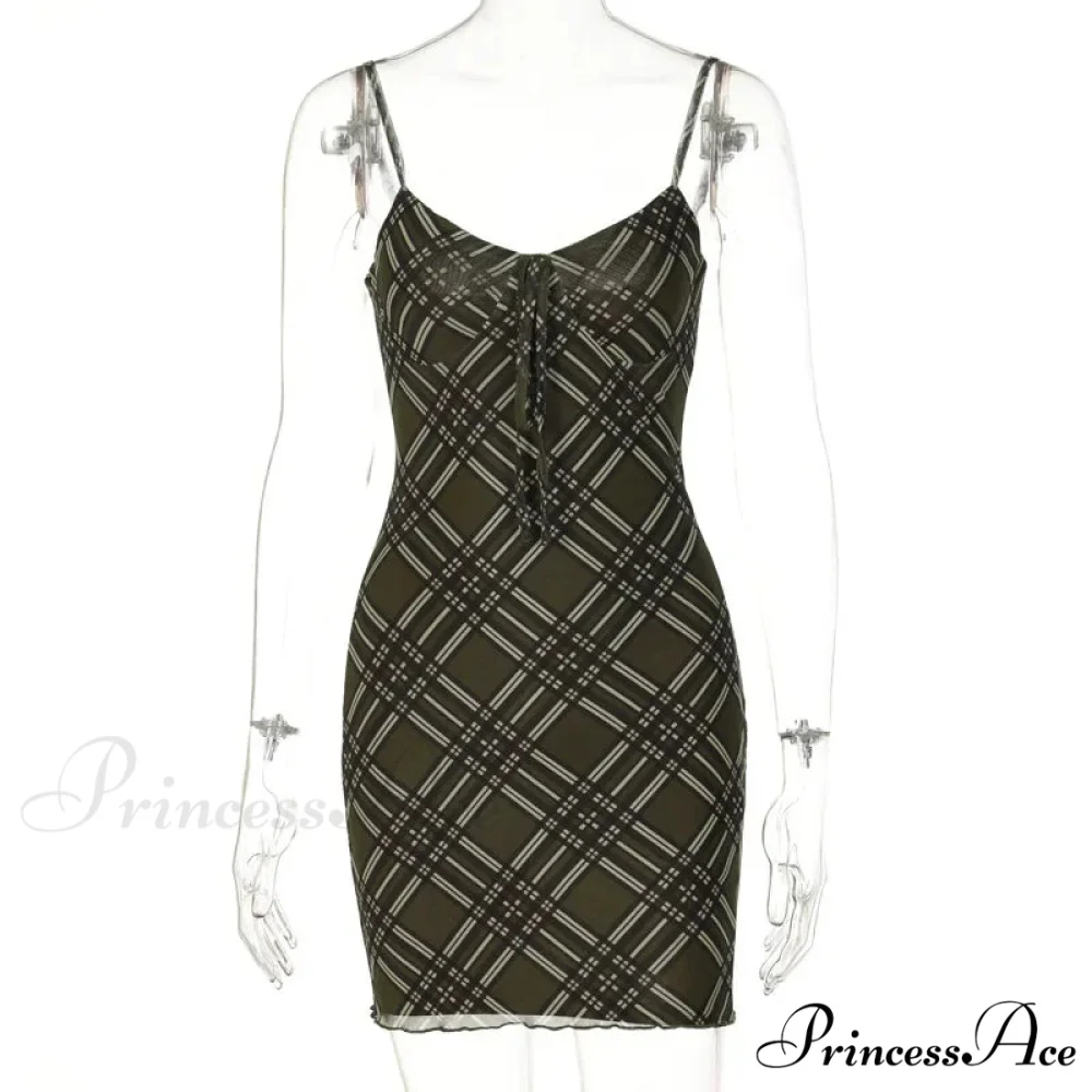 Plaid Print Sundress Vintage Sexy Mini Dress - Image 5