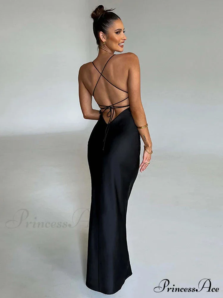 Backless Bandage Maxi Dress - Image 4